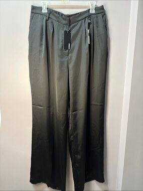 NWT Mexx Satin Black Wide-Leg Dress Pants L